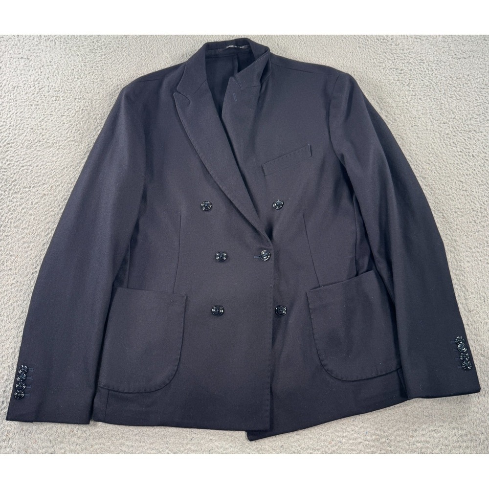 Exibit Blazer Coat Women's US‎ 42 IT 52 Blue Wool Double-Breasted Suit Jacket